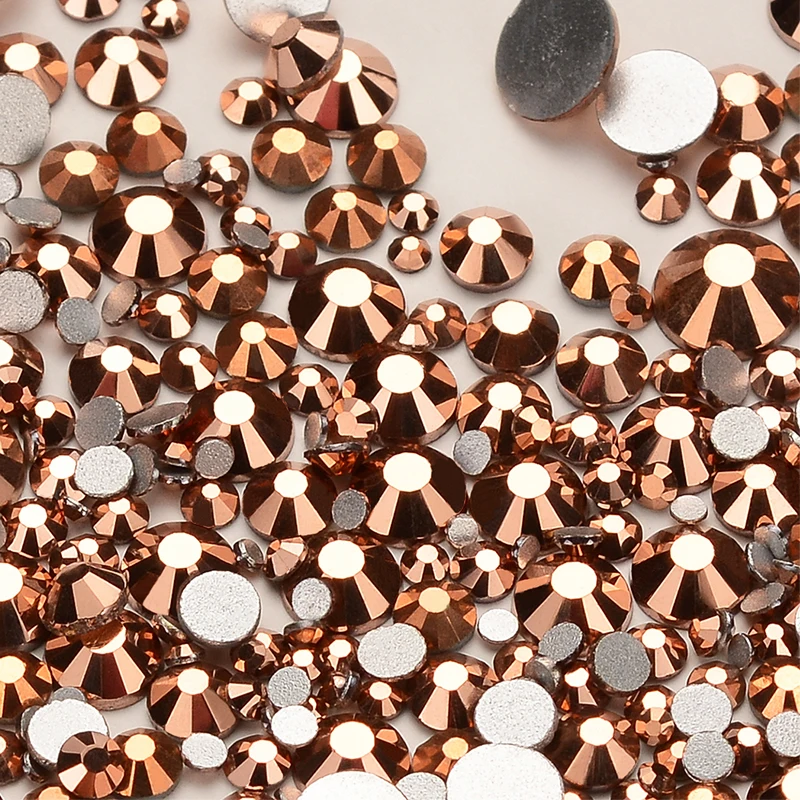 Mix Size Rose Gold SS3~SS20 Flat Back Rhinestones for Nail Arts and Crafts Nail Art Decorations