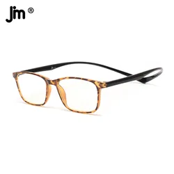 JM Magnet Temple Blue Light Reading Glasses for Men Women Vintage Square Diopter Magnifier Presbyopic Glasses