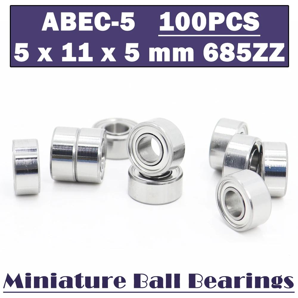 685ZZ Bearing ABEC-5 ( 100 PCS ) 5*11*5 mm Miniature Ball Bearings 618/5ZZ EMQ Z3V3