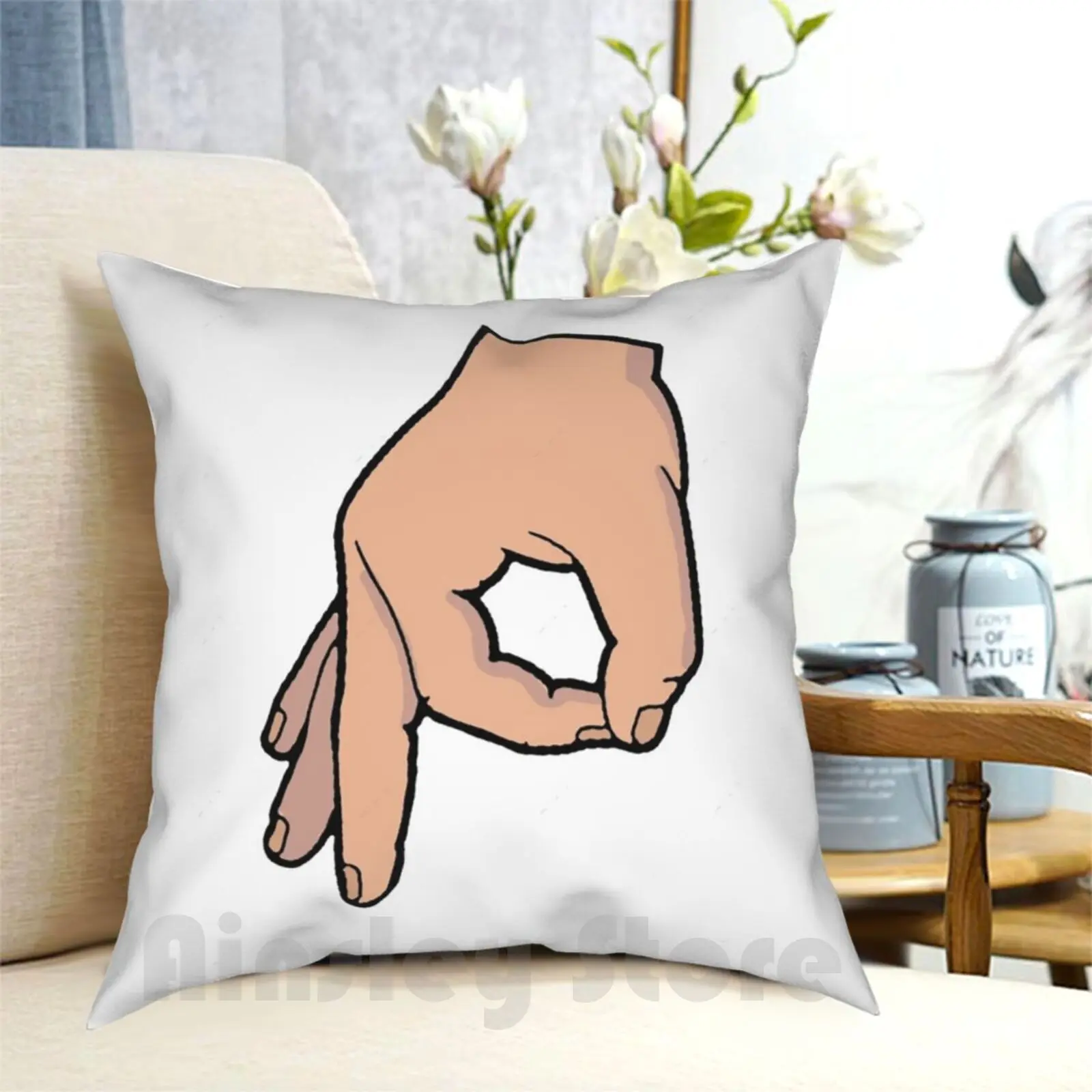 The Circle Game Pillow Case Printed Home Soft Throw Pillow Circle Game Hand Gesture Game Meme Punch Hand Game Finger