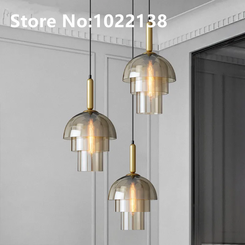 

American Luxury LED Glass Pendant Lights Nordic Lustre Restaurant Hanging Ceiling Lamps Creative Decor bedroom Hanglamp Fixtures