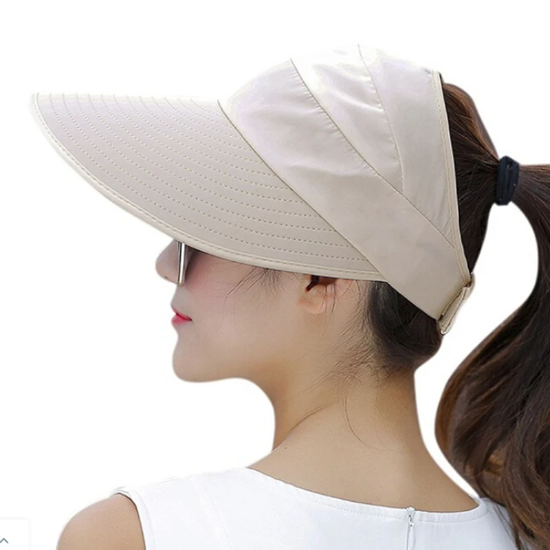 Summer Sun Protection Folding Sun Hat Women Wide Brim Cap Ladies Girl Holiday UV Protection Sun Hat Beach Packable Visor Hat