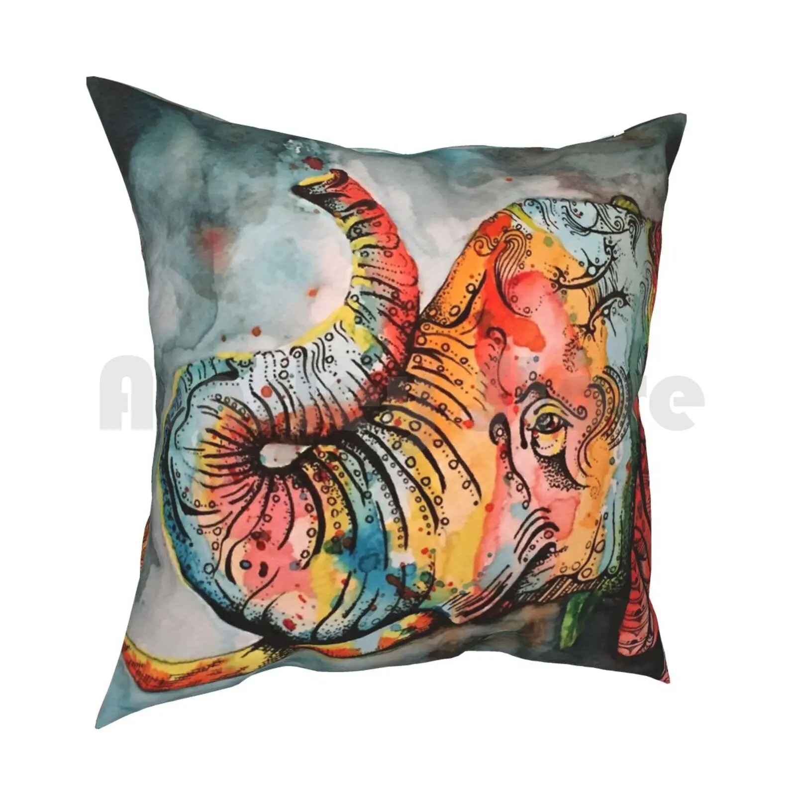 Circus Elephant Pillow Case Printed Home Soft DIY Pillow cover Elephant Circus Line Art Colorful Dark Creepy Circus Animal