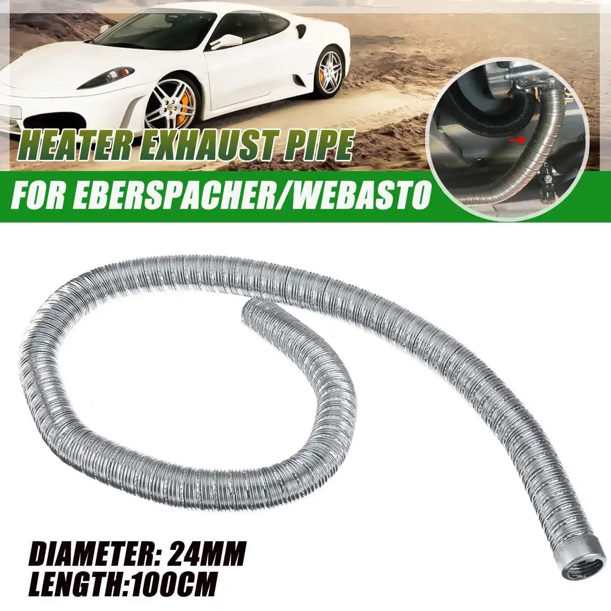 2/4pcs 100cm Dual-layer Car Heater Exhaust Pipe 24mm Air Diesel Heater Exhaust Hose Tube Stainless Steel For Webasto Eberspacher