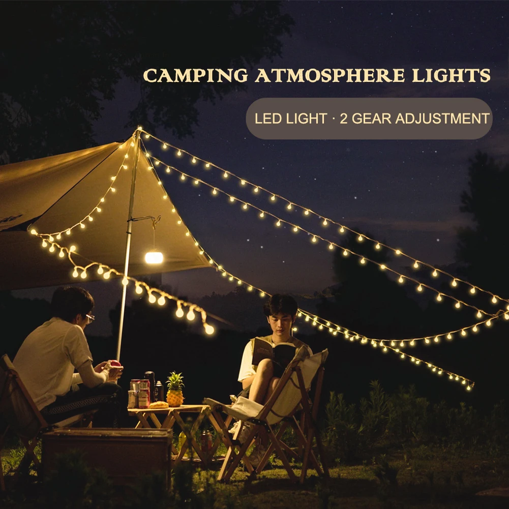 5M 10M Camping Tent Light Garland LED Ball String Lamp Bulb Fairy String Decorative Light for Home Wedding Party Yard Decoration