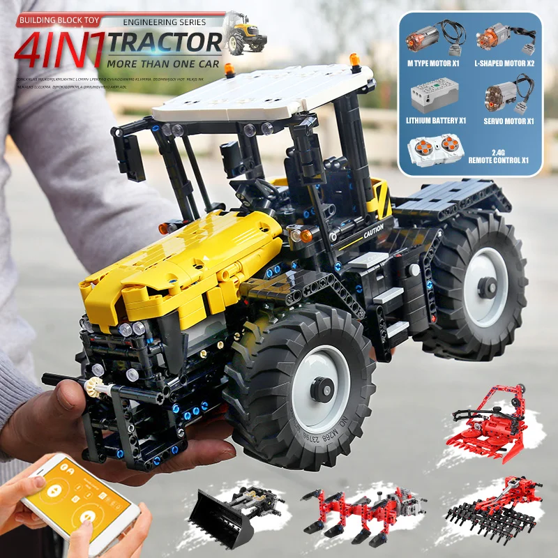 Mould King 17019 Technical Tractor Fastrac 4000er series with RC Building Blocks Technology Toys for Boys and Adults