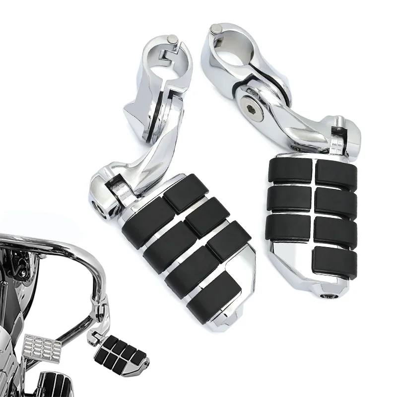 

32MM Motorcycle Highway Footpegs Footrests Foot Pegs Fit for 1.25" 1-1/4" Engine Guard Compatible with Harly (Black/Chrome)