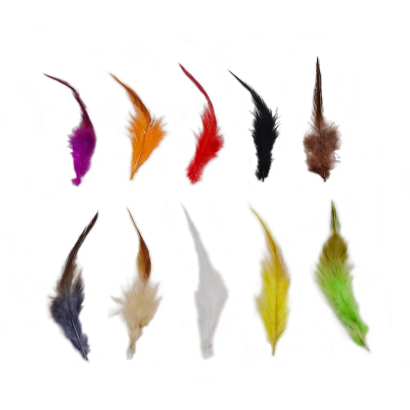 50pcs/pack Fly Tying Rooster Saddle Hackle Feathers For Bug Legs Wings 10optional Colors Cock Schlappen Feathers Streamer Flies