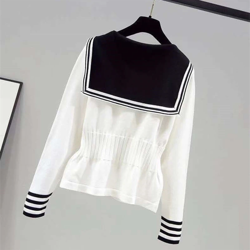 المرأة بحار طوق سترة طويلة الأكمام بلوفر مغزول أنثى سليم صالح البلوز XX9D