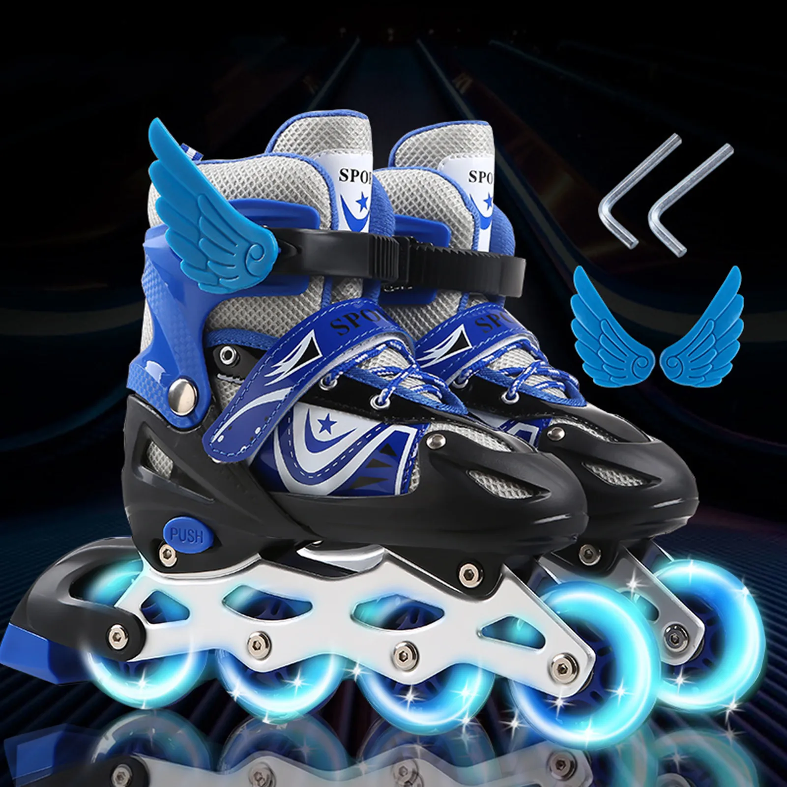 Flash Kinderen Roller Skateskid Skatespvc Single Wheel Rolschaatsen Inline Skates Verstelbare Maat Voor Mannen En Vrouwen