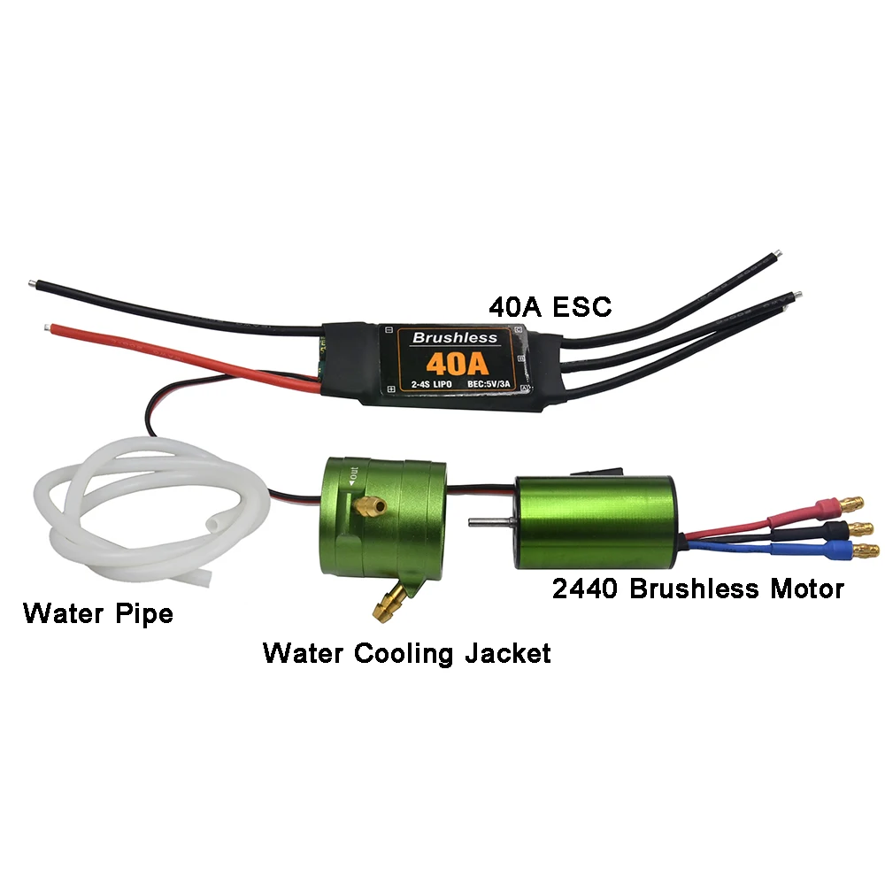 Ensemble d\'entraînement électrique pour bateau RC, moteur 2440, refroidissement par eau, ESC 40A, propulseur, pompe à jet, pulvérisateur