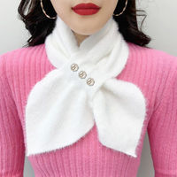 Korean Thick Faux Mink Velvet Knit Diamond Neck Guard Shawl Winter Cross Plush Scarf Women Fake Collar Pullover Warm Scarve T51