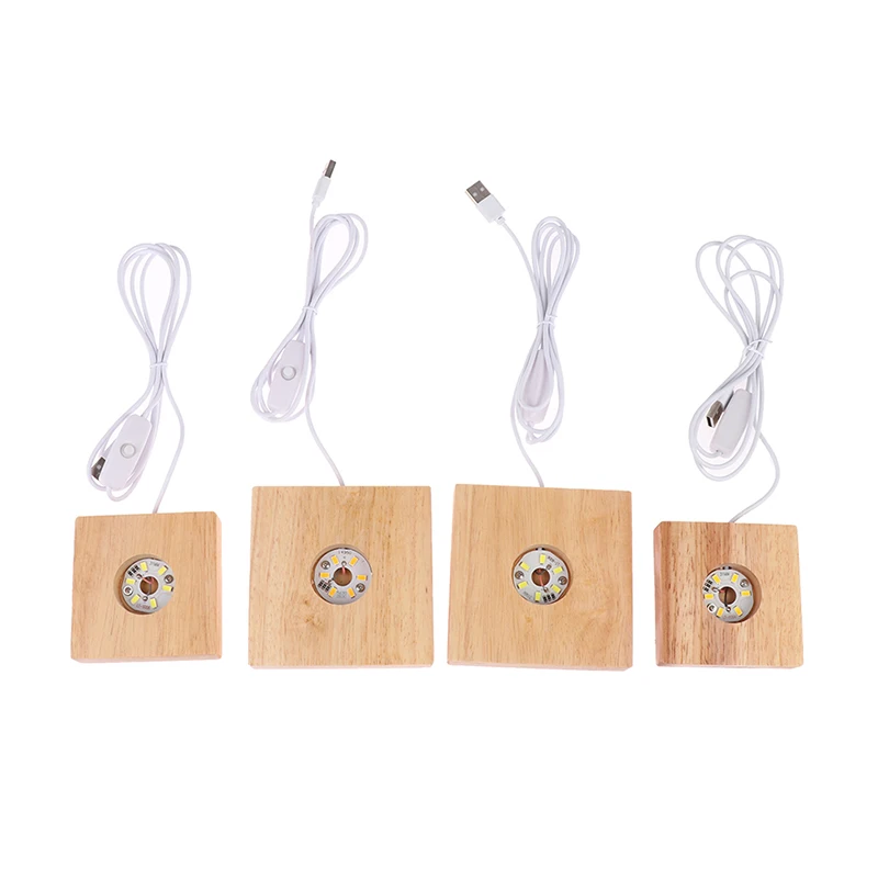 Wood Light Base Rechargeable Remote Control Wooden LED Light Rotating Display Stand Lamp Holder Lamp Base Art Ornament