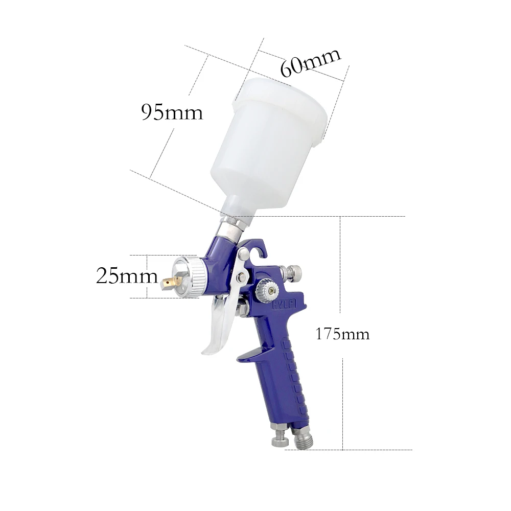 Imagem -04 - Hvlp Pistolas de Pulverização Aerógrafo de Gravidade Mini Pistola Pneumática para Pintura Aerógrafo Carro 0.8 mm 1.0 mm Bocal Copa 125cc Profissional