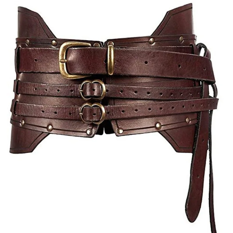 Medieval Wide Leather Armor Belt Steampunk Waist Costume Accessory Women Men Viking Knight Antique Waistband For Larp Cosplay