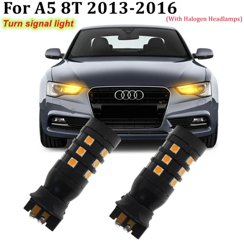 Luces de señal de giro delanteras LED para Audi, bombilla indicadora de coche, CSP 2013, Canbus, PW24W, PWY24W, para A5, 8T, S5, RS5, 2016-3030, sin errores, 2 uds.