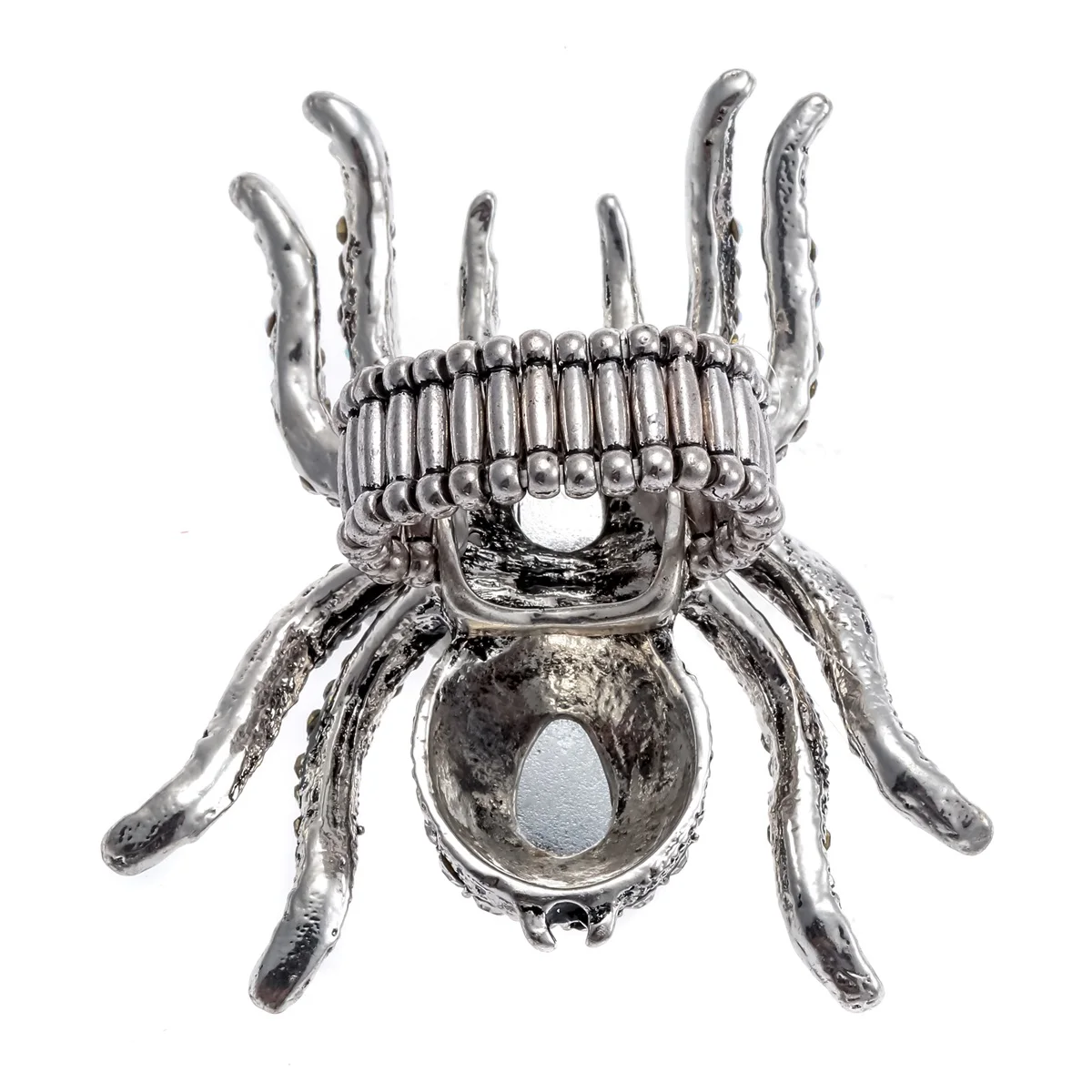 YACQ Spider Stretch Ring Scarf Clasp Halloween Party Jewelry Gifts Antique Black Dropshipping