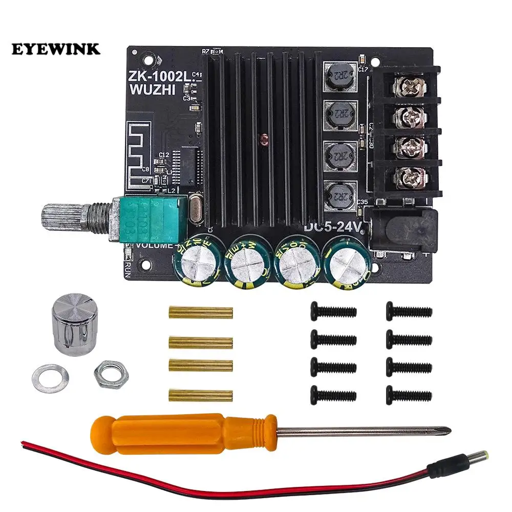 ZK-1002L 100WX2 Mini Bluetooth 5.0 Wireless Audio Power Digital Amplifier Board Stereo Amp DC 12V 24V