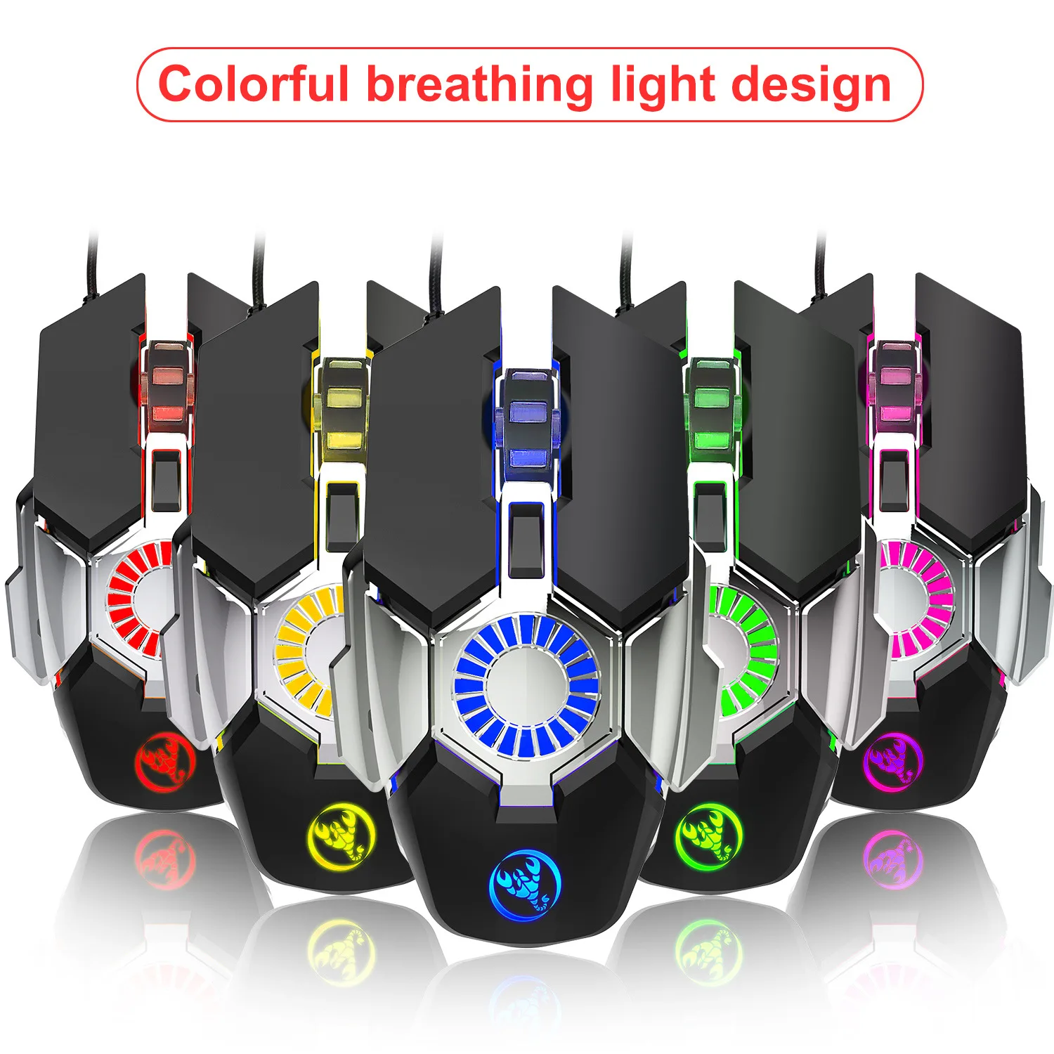 Wired Gaming Mouse RGB Spectrum Backlit Ergonomic Mouse Griffin Programmable with 7 Backlight Modes up to 6400 DPI for Windows