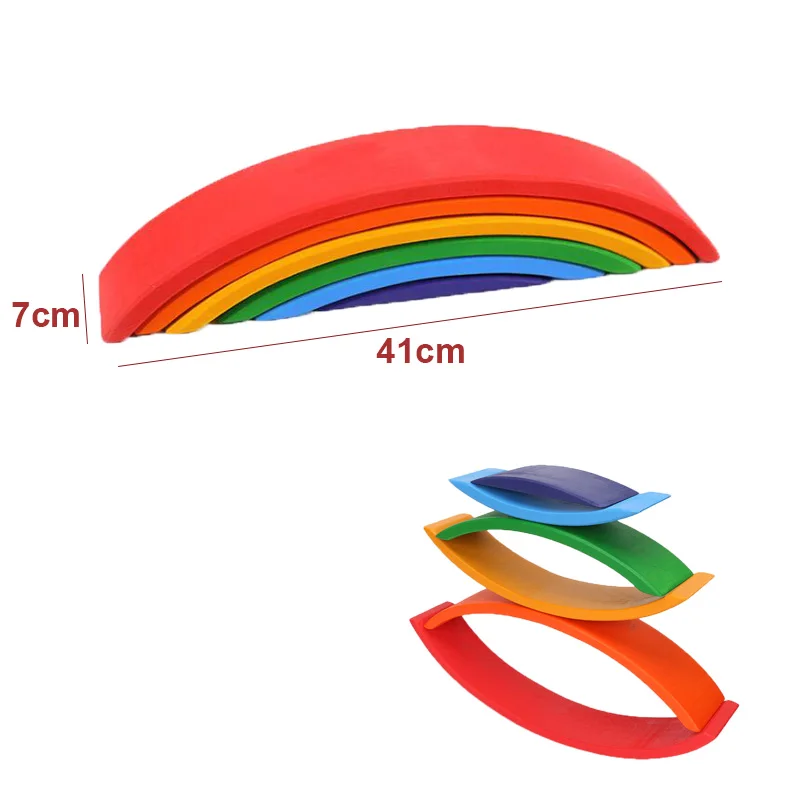 Houten Regenboog Blokken Hout Stapelen Speelgoed Grims Regenboog Hout Bouwstenen Regenboog Stapelen Kids Montessori Educatief Speelgoed