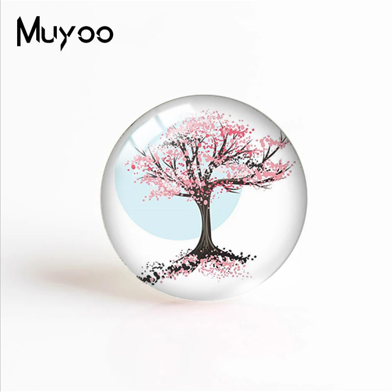 2019 New Under The Cherry Trees Glass Cabochon Round Hand Craft Jewelry Art Photo Cabochons