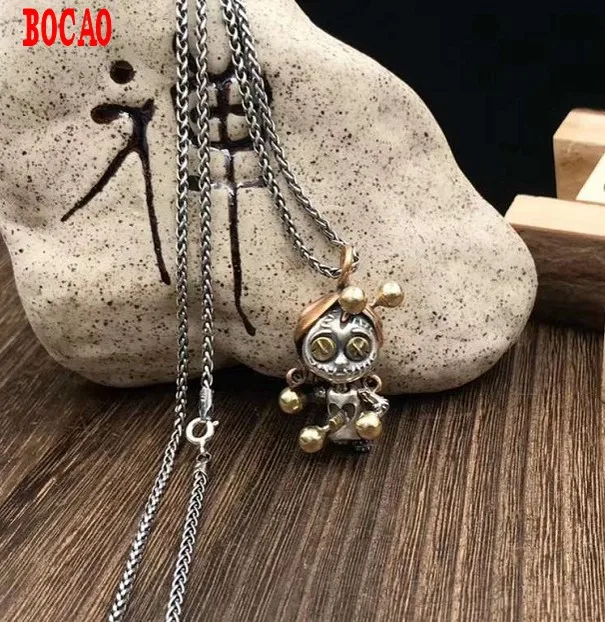 

Real Thai S925 sterling silver voodoo sorcerer guardian doll pendant necklace hand-woven chain transfer to ensure safety