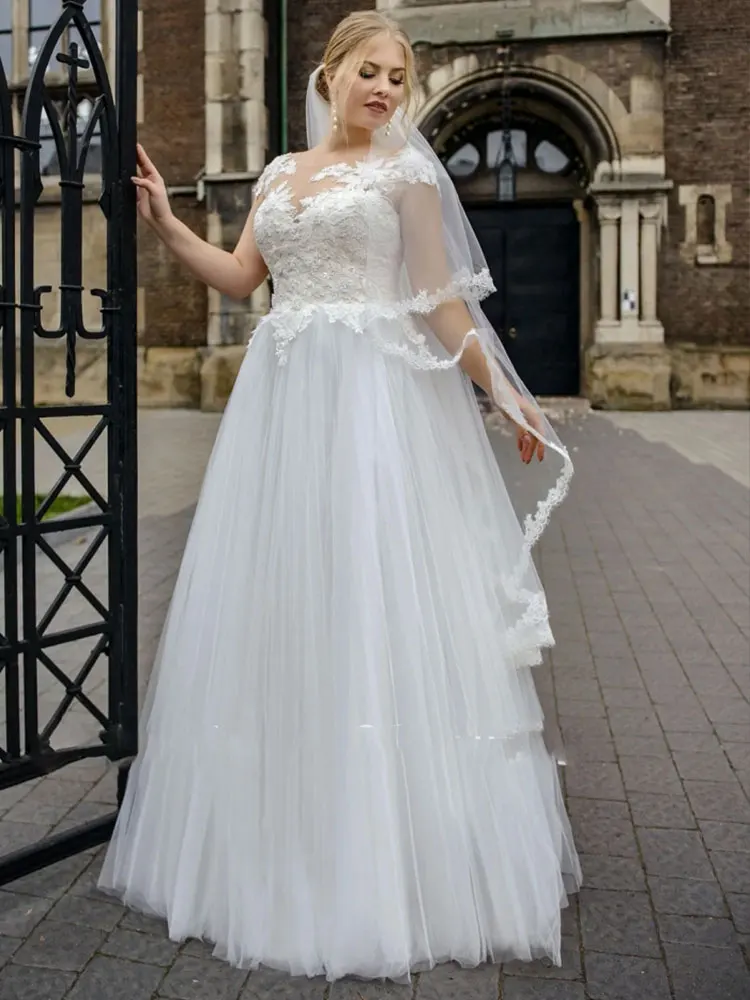 Abito da sposa Boho semplice a maniche corte per donna Beach 2022 Robe de Mariee Abito da sposa taglie forti Tulle bianco/avorio senza strascico