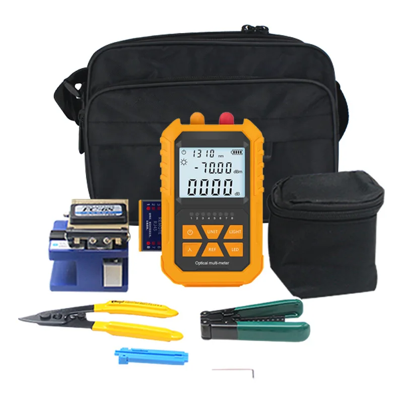 AT-G410 6-In-1 Fiber Optic FTTH Tool Kit with   Fiber Cleaver Optical Power Meter Visual Fault Locator Wire stripper