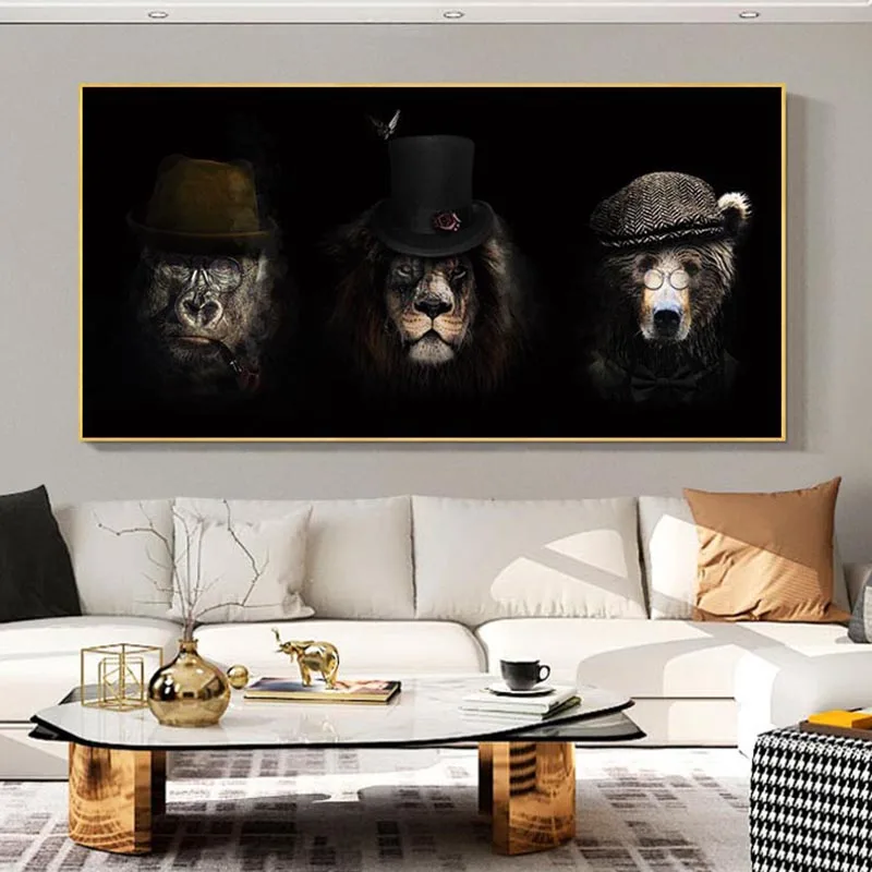 

Funny Animal Gentleman Gorilla Dog Canvas Painting Wall Art Posters Prints Wall Pictures for Living Room Home Wall Cuadros Decor