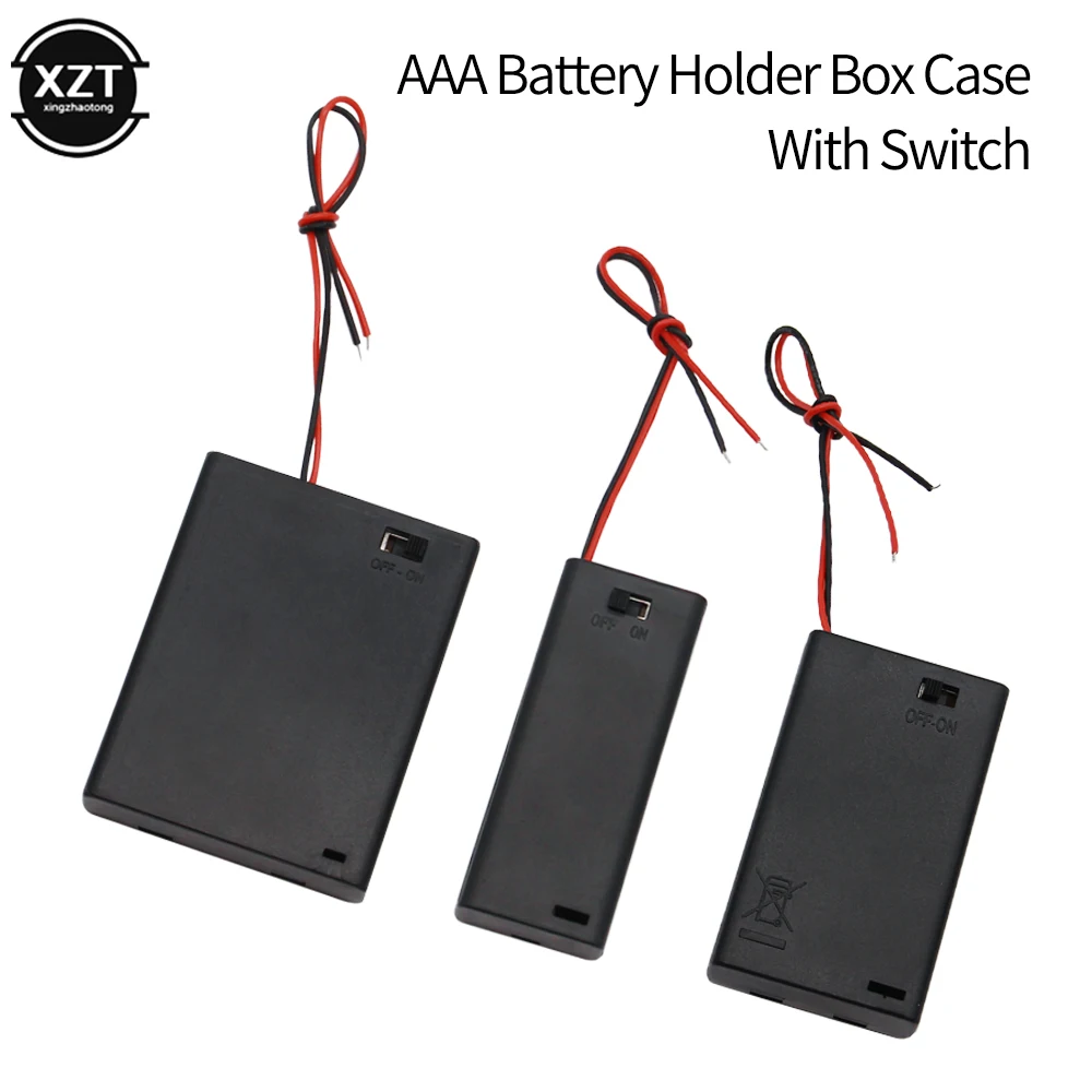 2x 3x 4x AAA Battery Box Case Holder With Wire Leads Connecting Solder Battery Holder Case Box With ON/OFF Switch