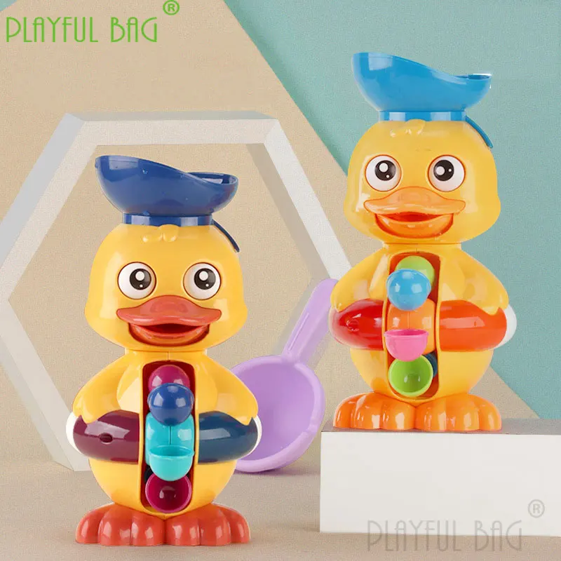 Interesting and lovely baby duck swimming little yellow duck rotating water wheel children's bathroom bathing seaside toy wd08