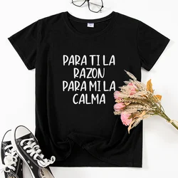 Spanish camiseta mujer Funny Phrase Print T-shirts Women Summer Tops shirts Aesthetic Black White lady tshirt tee