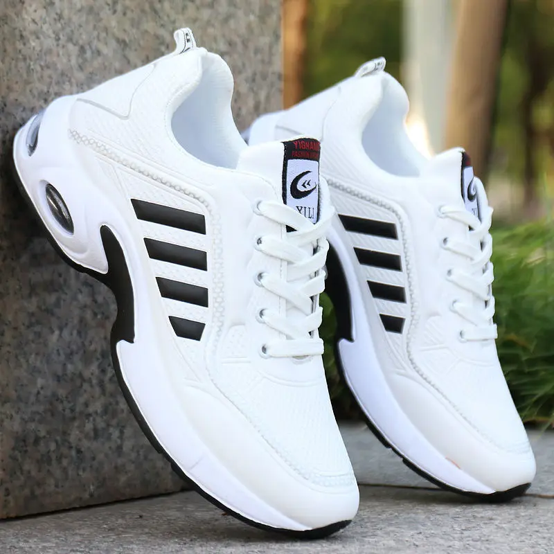 White Black 3 Striped Sneakers Men Vulcanized Shoes Casual Men\'s Sneakers Autumn Spring Wedge Shoes Sneakers For Boys Students