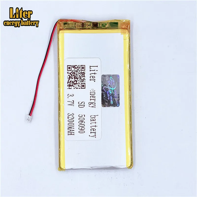 1.25MM 2pin connector 506090 3200mah 3.7V lipo lithium polymer rechargeable e-books GPS PDA Recreational machines  power bank