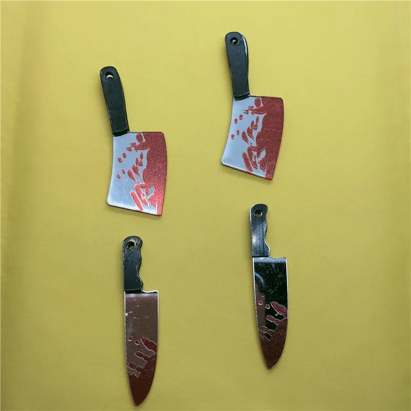 

10pcs Acrylic Halloween Bloody Knife Tools Charms Pendant for DIY Earring Keychain Pendant Jewelry Charm Making Accessories