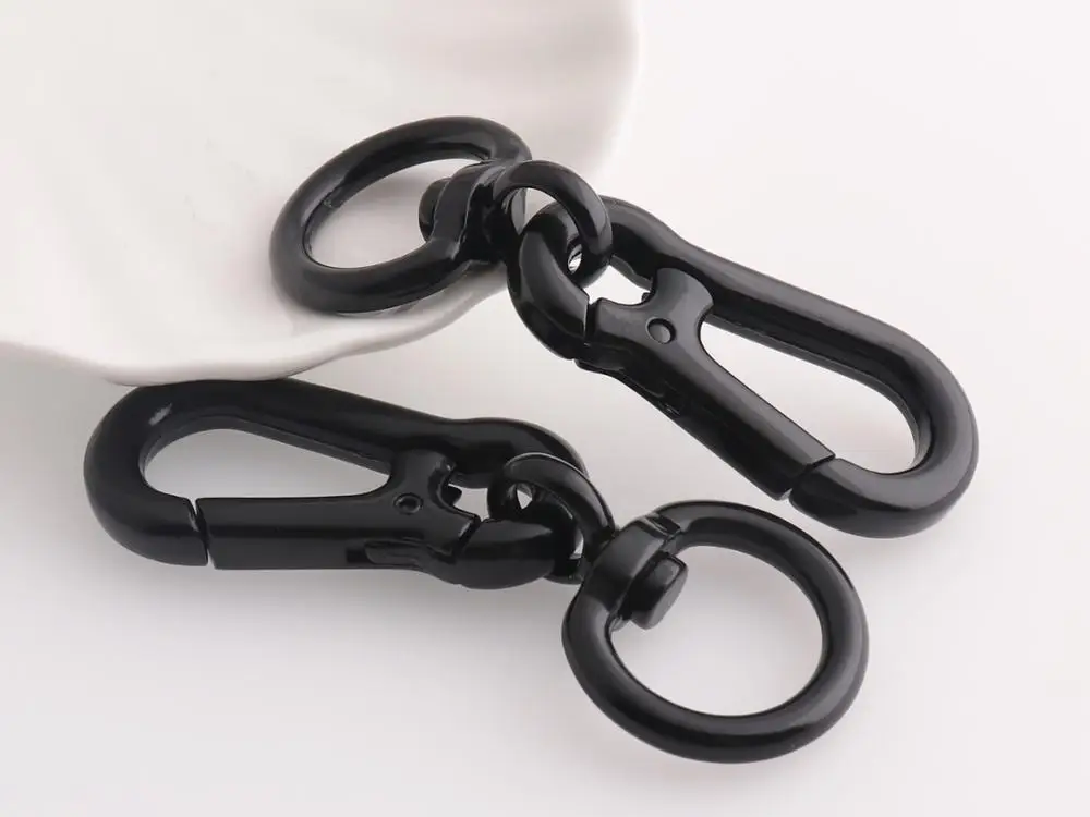 Black Lanyard clasp Large Swivel Clips Metal Dog chains Lobster Snap Hook Purse Leash Buckles Craft Hardware