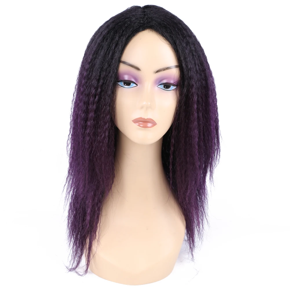 Amir Synthetic Yaki Straight Headband Wig for Women Ombre Brown Wig Kinky Straight Half Wig Natural Daily wigs Cosplay