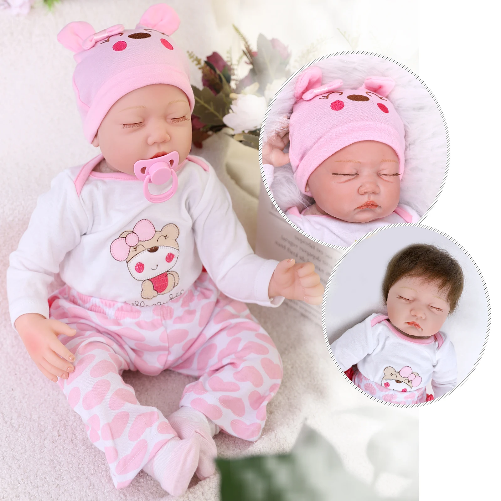 Realistic Reborn Baby Doll 55cm Soft Silicone Sleeping Eyes Closed Cute Girl Child Handmade Birthday Gift Bedtime Toy