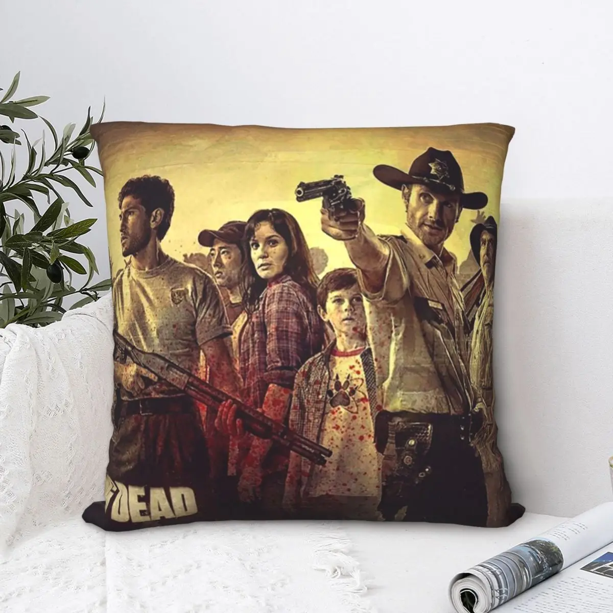 The Walking Dead Square Pillow Case Horror Movie Zombies Cushion Cover Creative Zipper Decor Throw Pillow Case Cover for Car