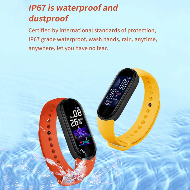 New M5 Color Screen Smart Bracelet Heart Rate Blood Pressure Blood Oxygen Health Monitoring Sports Bracelet Watch