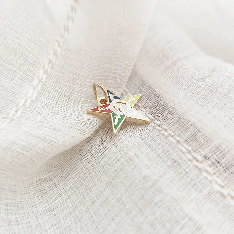 Order Of The Eastern Star Masonic Lapel Pin Pendant Charms Jewel OES Freemasonry Enamel Metal Craft Gold Color