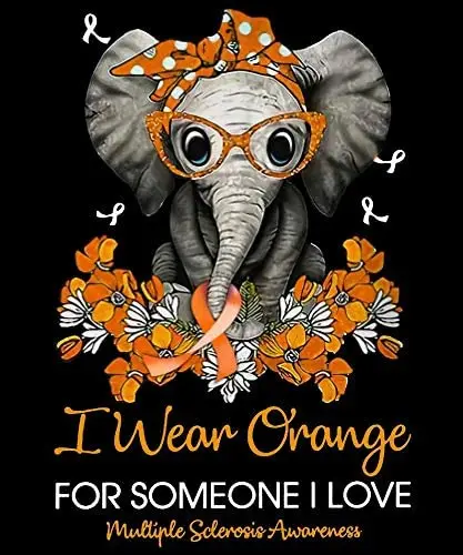 SIGNCHAT Elephant I Wear Orange for Someone Multiple Sclerosis Awareness Png Digital File Instant Download Metal Tin Sign 12x16