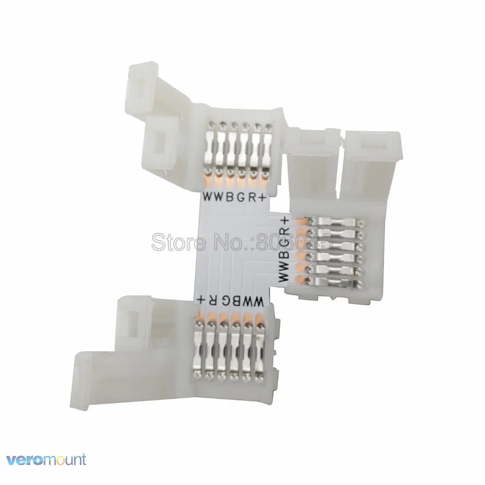 5pcs 12mm 6PIN RGBCCT LED Connector L shape / T shape / X shape No Soldering Corner Connector for IP20 5050 RGB+CCT LED Strip