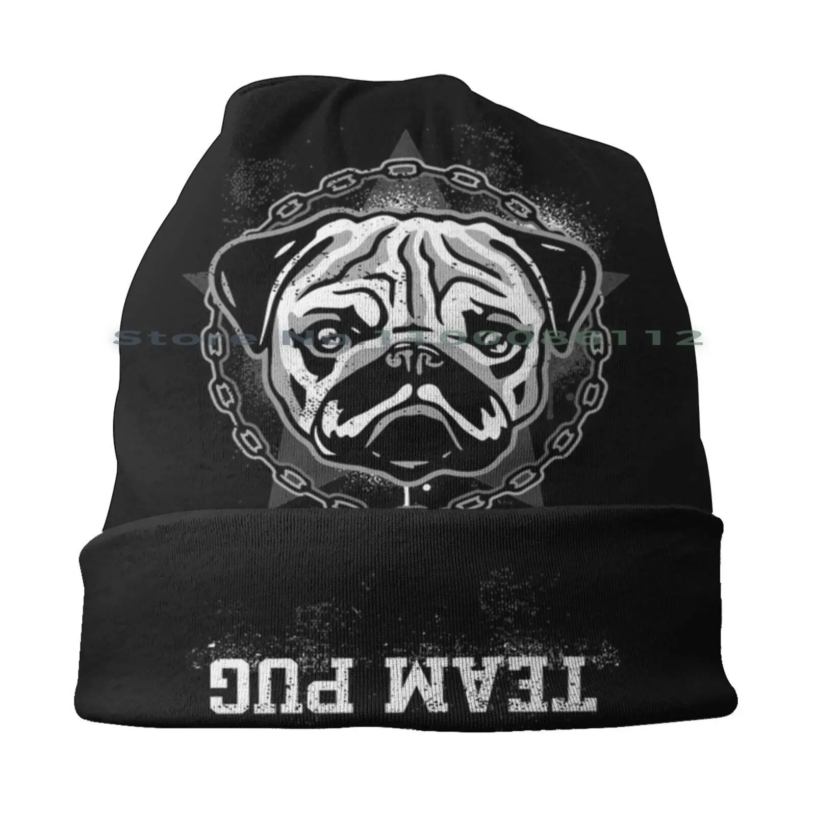 Team Pug Beanies Knit Hat Team Pug Distressed Puppy Dog Dog Sitter Dog Walker Fawn Pugs Black Pugs Adopt Dont Shop Dog Lover