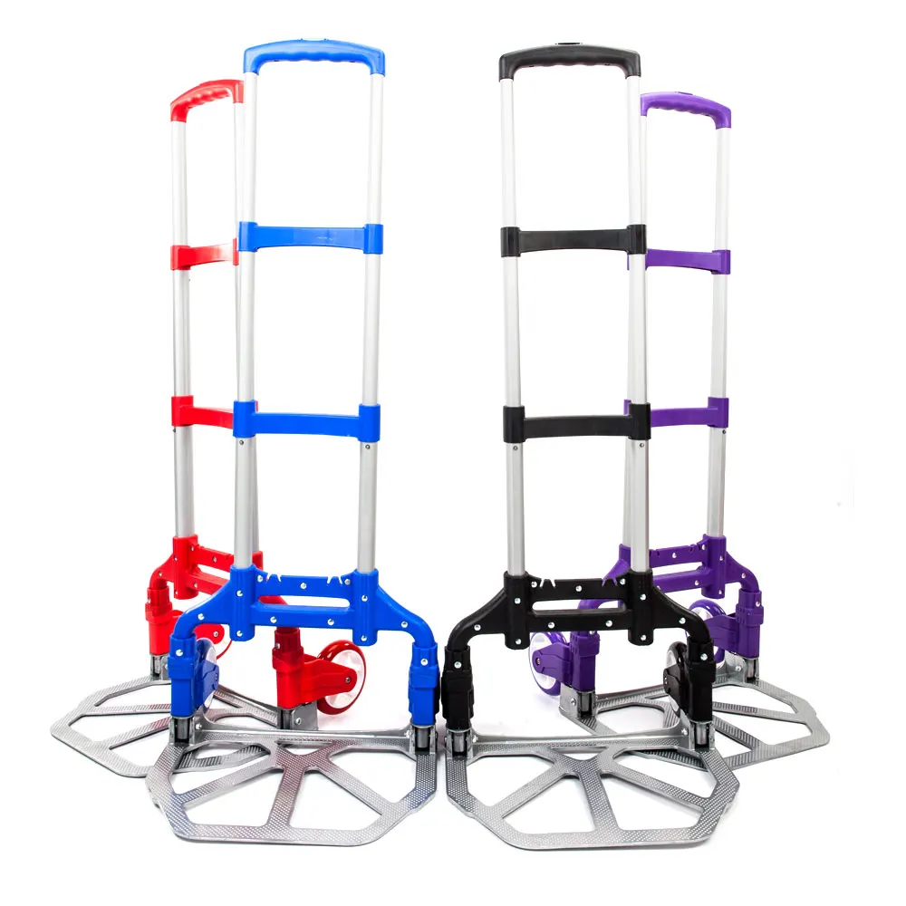 Three Colors Portable Aluminium Cart Folding Dolly Push Truck Hand Collapsible Trolley Luggage