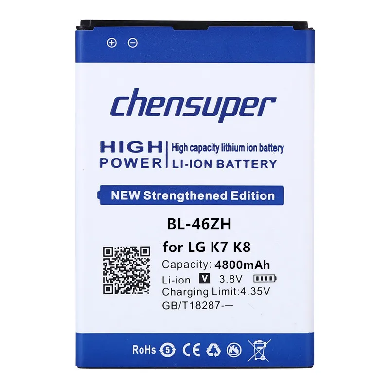 chensuper  4800mAh BL46ZH BL-46ZH Battery for LG K7 MS330 LS675 Tribute 5 K8 K350N Phone battery