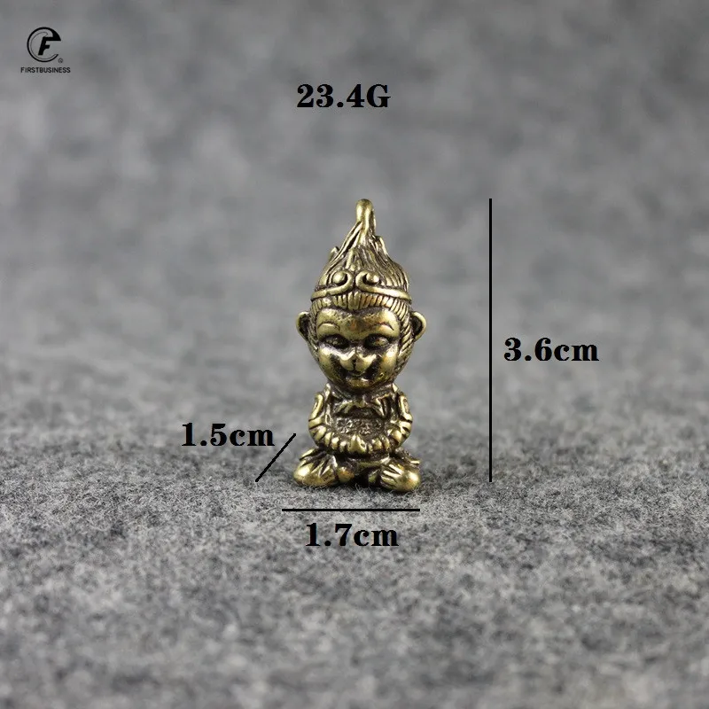 Copper Chinese Super Hero Monkey King Figurines jingbang Key chain Table Decorations Vintage Brass Statue Crafts Car accessories