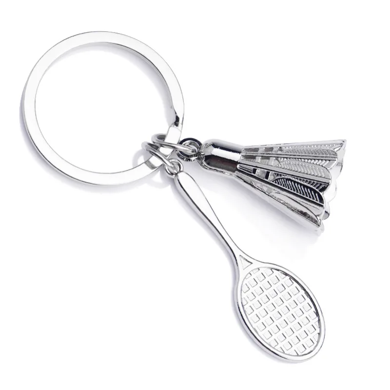 Fashion Mini Creative Metal Badminton Racket Keychain Diy Sporting Goods Handmade Accessories