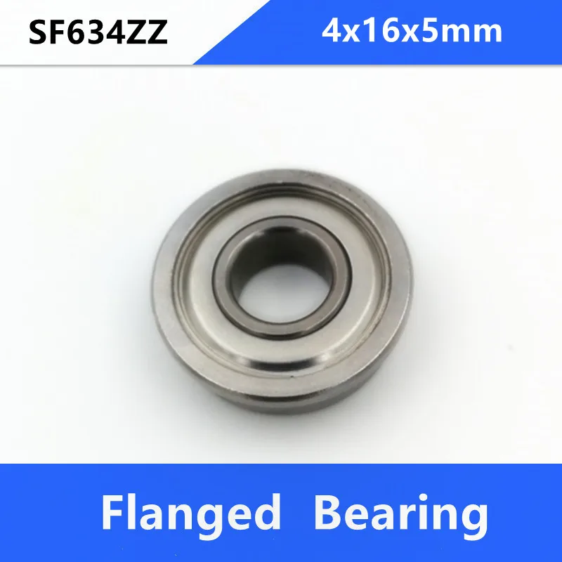 50pcs ABEC-5 SF634ZZ SF634 ZZ Z 4x16x5 mm double shielded flanged flange deep groove ball bearings 4*16*5 F634ZZ F634