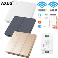 AXUS Tuya Wall Smart WiFi Push Button Switch RF 433Mhz Light Switch Wireless Remote Controller Relay Module Google Home Alexa